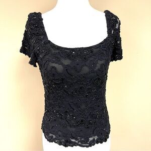 Chetta B beaded and sequined black top size 6